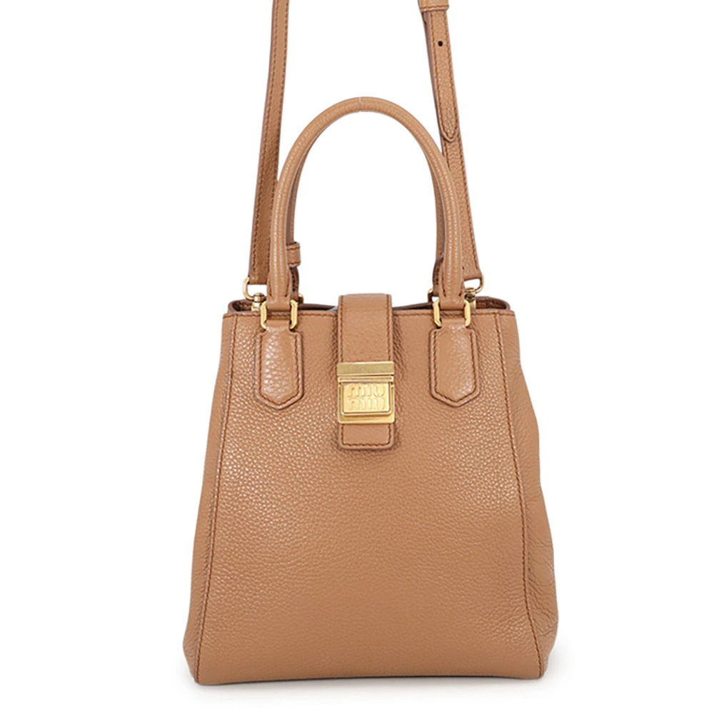 Miu Miu brown leather Vitello Daino 2Way Bag grained leather